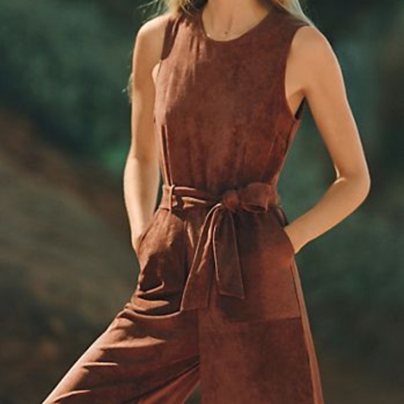 Anthropologie Pants - NWOT Anthropologie Suede Tie Waist Jumpsuit